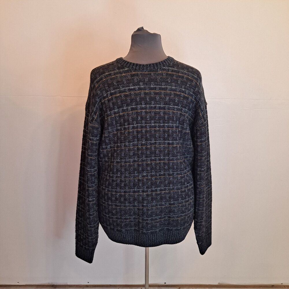 Munsingwear Men's Vintage Textured Knit Sweater Size XXL Crewneck Navy Multi